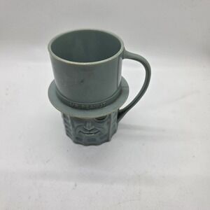 Vintage Mr. Peanut Planters Plastic Coffee Mug Cup Blue Gray Advertising Promo‎